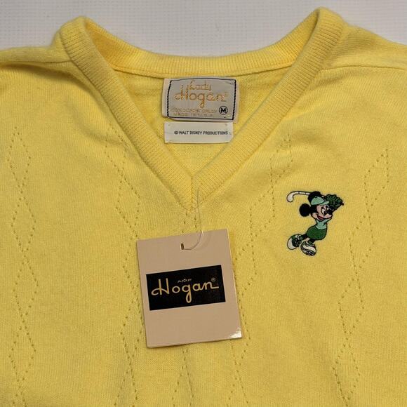 Vintage Disney Minnie Mouse Sweater Womens Medium Yellow V-Neck Golf Made USA - Picture 4 of 10
